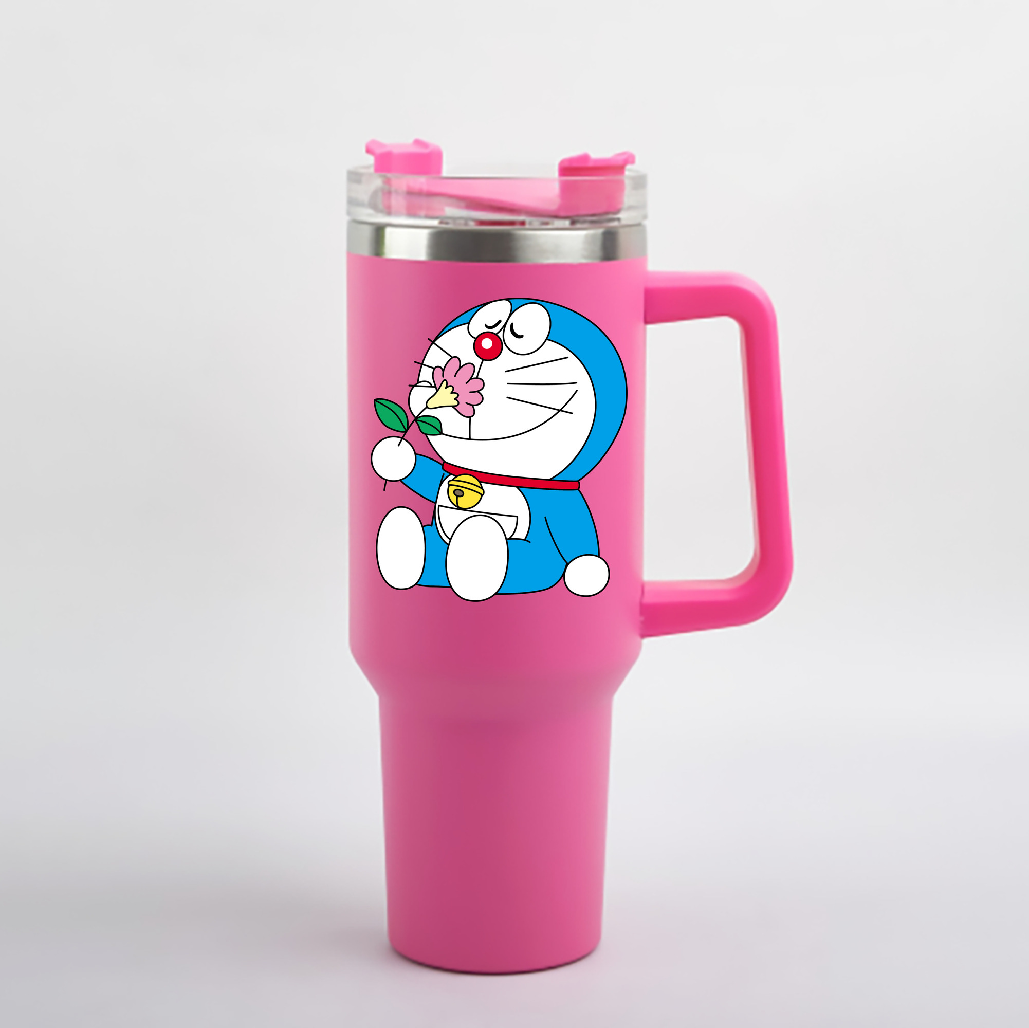 （画像用） ドラえもん Doraemon 1200mL車用タンブラー - クリスタルステッカー（プラスチックストロー付き）